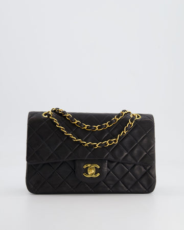 Pearl Street Bags Chanel Black  Classic Small Double Flap Bag in Lambskin Leather with 24K Gold Hardware