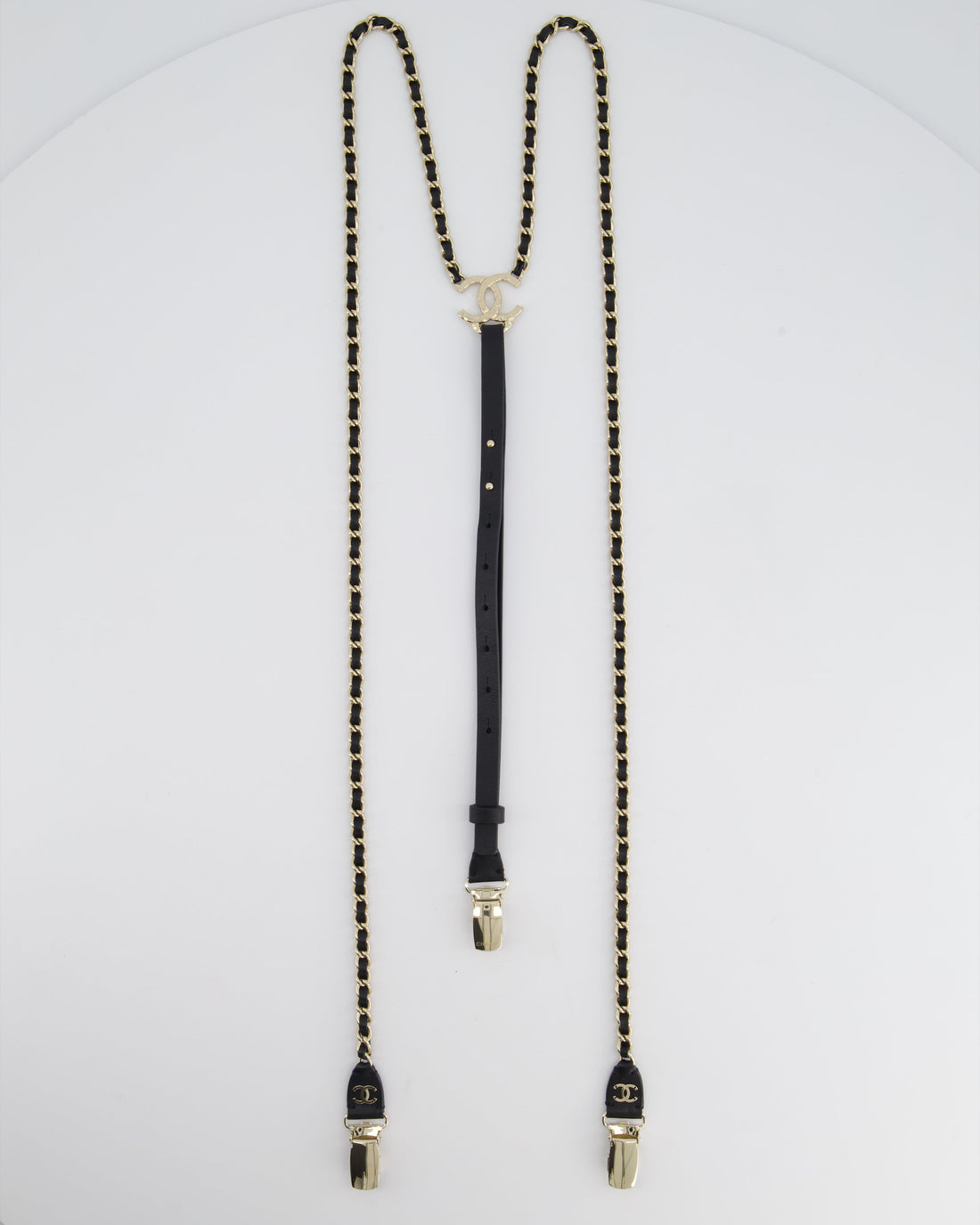 Pearl Street Bags Chanel Leather and Silver Chain Suspenders With CC Logo Detail