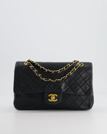 Pearl Street Bags Chanel  Black Medium Classic Double Flap Bag in Lambskin Leather with 24K Gold Hardware