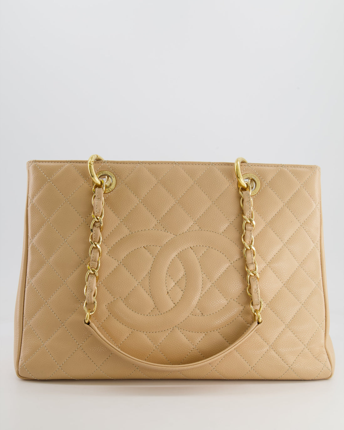 Pearl Street Bags Chanel Beige Grand Shopper Tote GST Bag in Caviar Leather with Gold Hardware