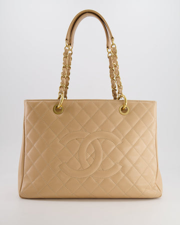Pearl Street Bags Chanel Beige Grand Shopper Tote GST Bag in Caviar Leather with Gold Hardware