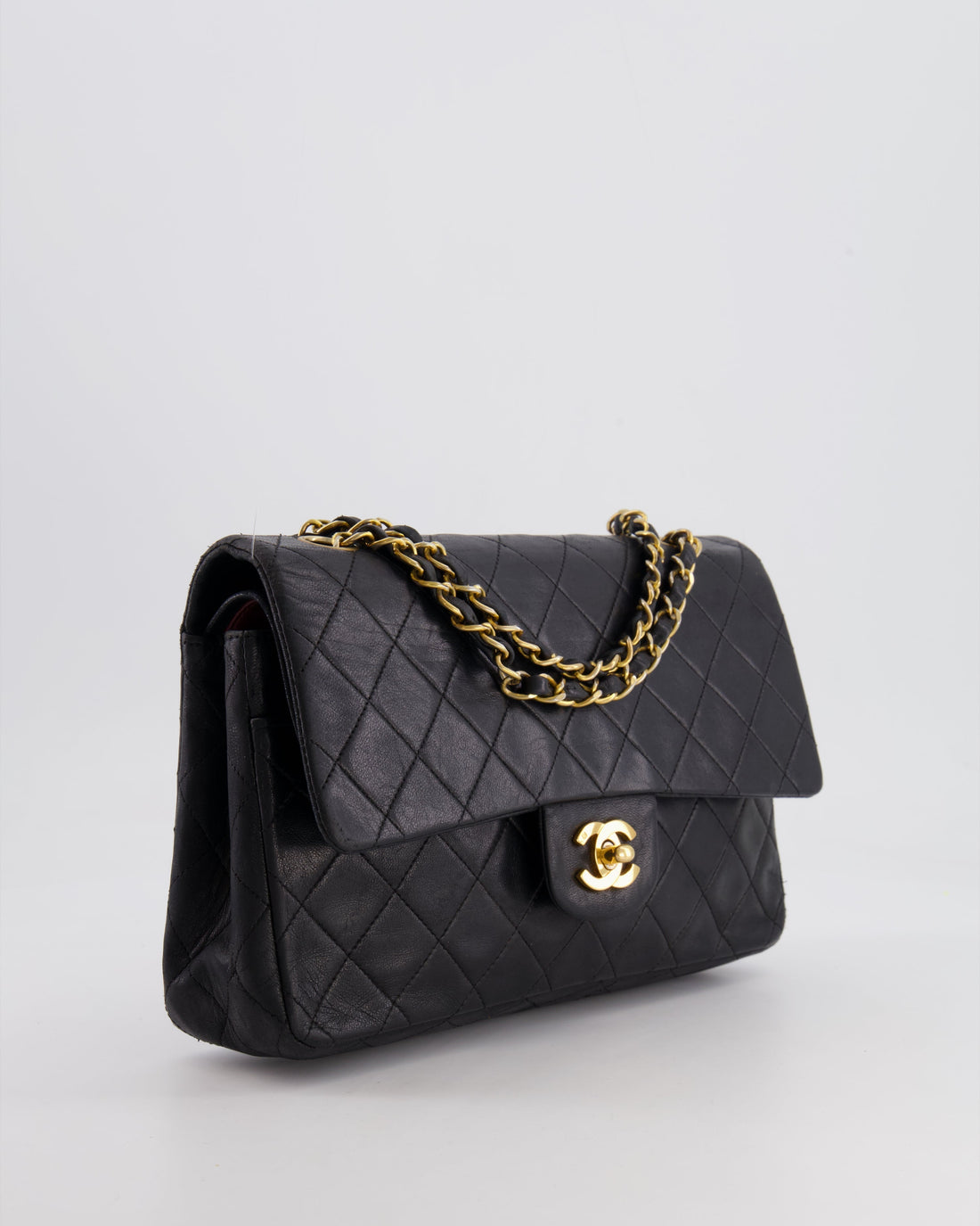 Pearl Street Bags Chanel  Black Medium  Classic Double Flap Bag in Lambskin Leather with 24K Gold Hardware