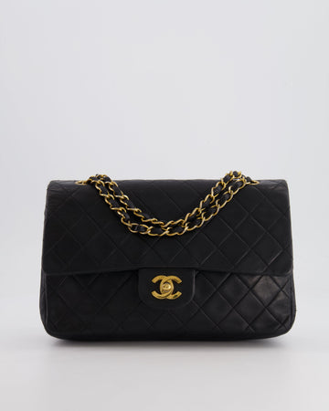 Pearl Street Bags Chanel  Black Medium  Classic Double Flap Bag in Lambskin Leather with 24K Gold Hardware