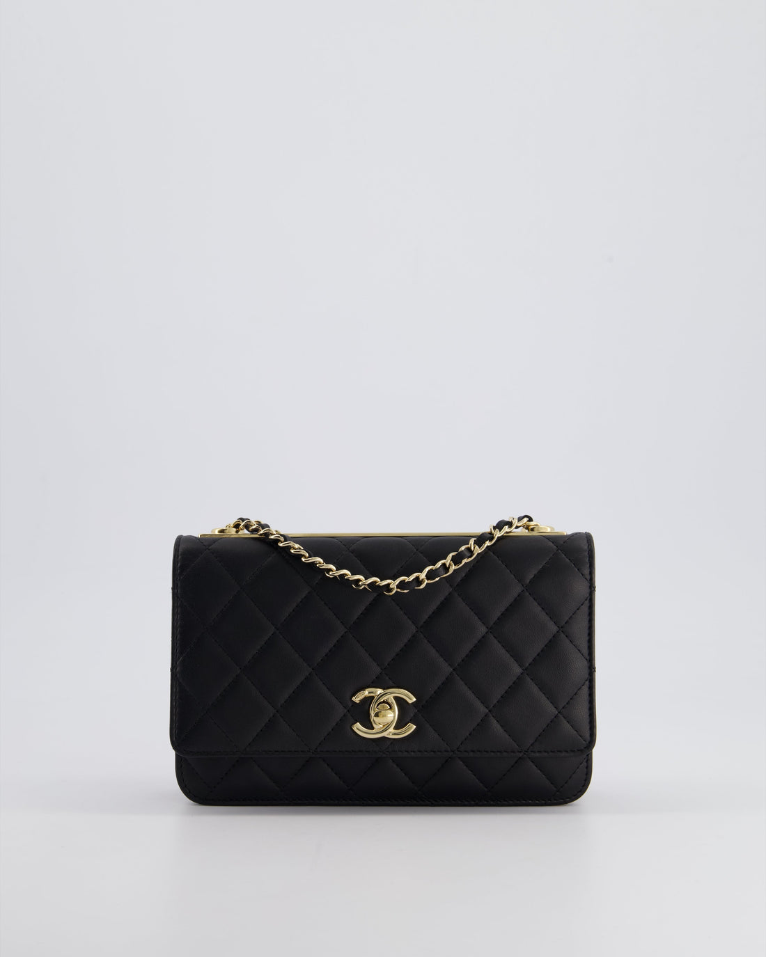 Pearl Street Bags Chanel Black Trendy Wallet on Chain Bag in Lambskin Leather with Champagne Gold Hardware