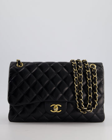 Pearl Street Bags Chanel Black Jumbo Classic Double Flap Bag in Lambskin with Gold Hardware Bag