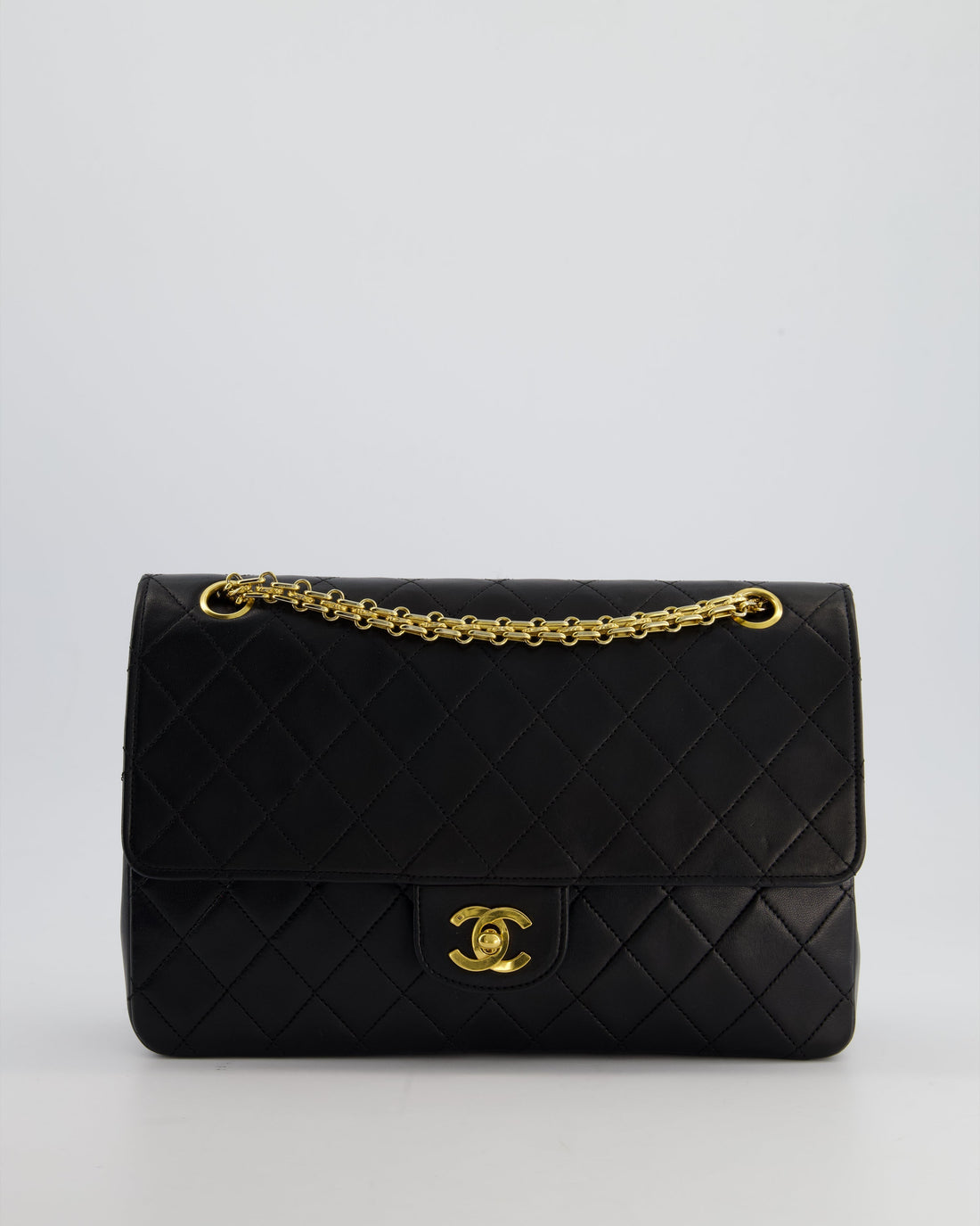 Pearl Street Bags Chanel Black  Medium Lambskin Classic Flap with Stitched Edge and 24K Gold Hardware