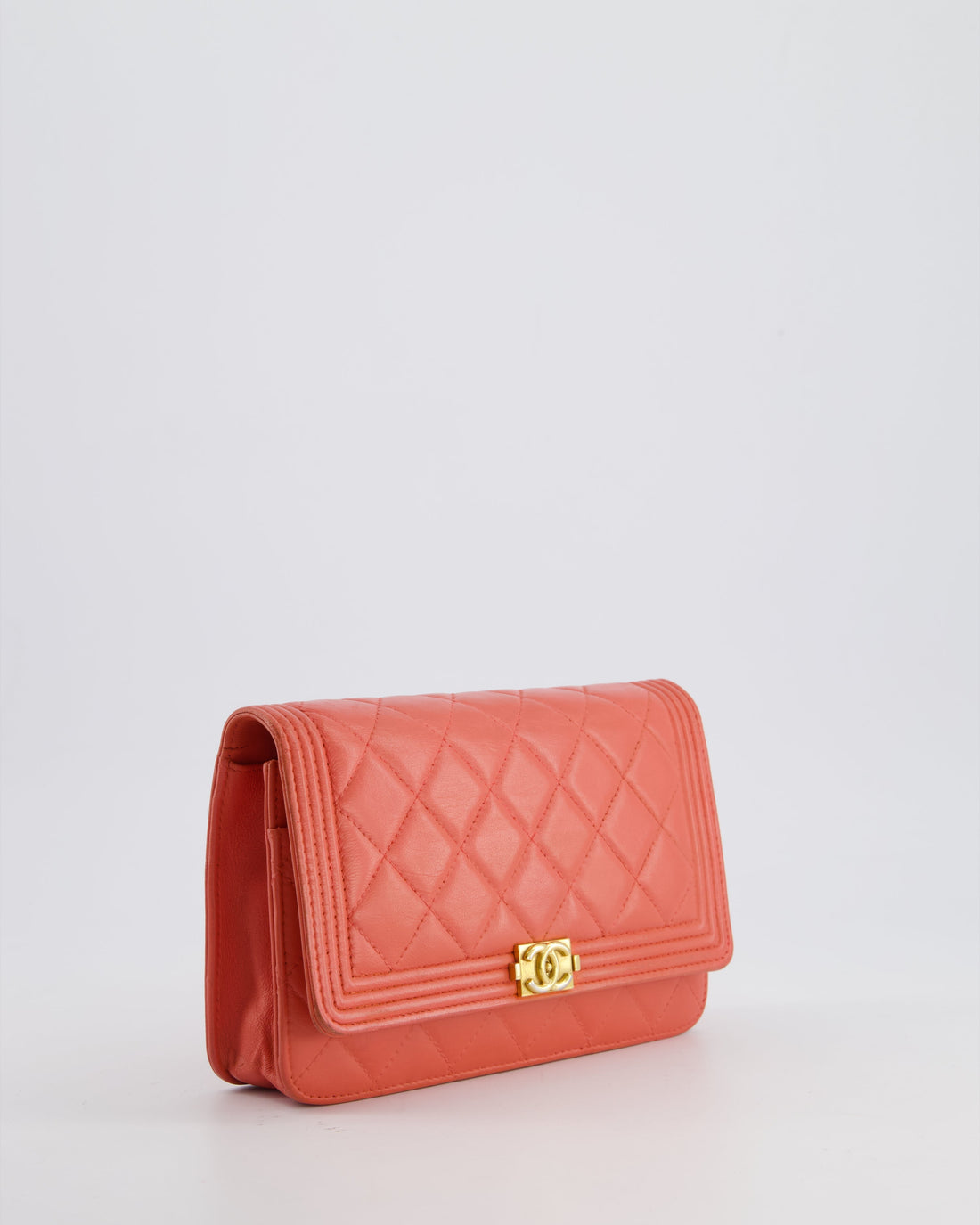 *FIRE PRICE* Pearl Street Bags Chanel Coral Boy Wallet On Chain with Champagne Gold Hardware