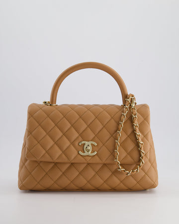 *RARE* Pearl Street Bags Chanel Medium Caramel Caviar Quilted Coco Flap Bag with Champagne Gold Hardware