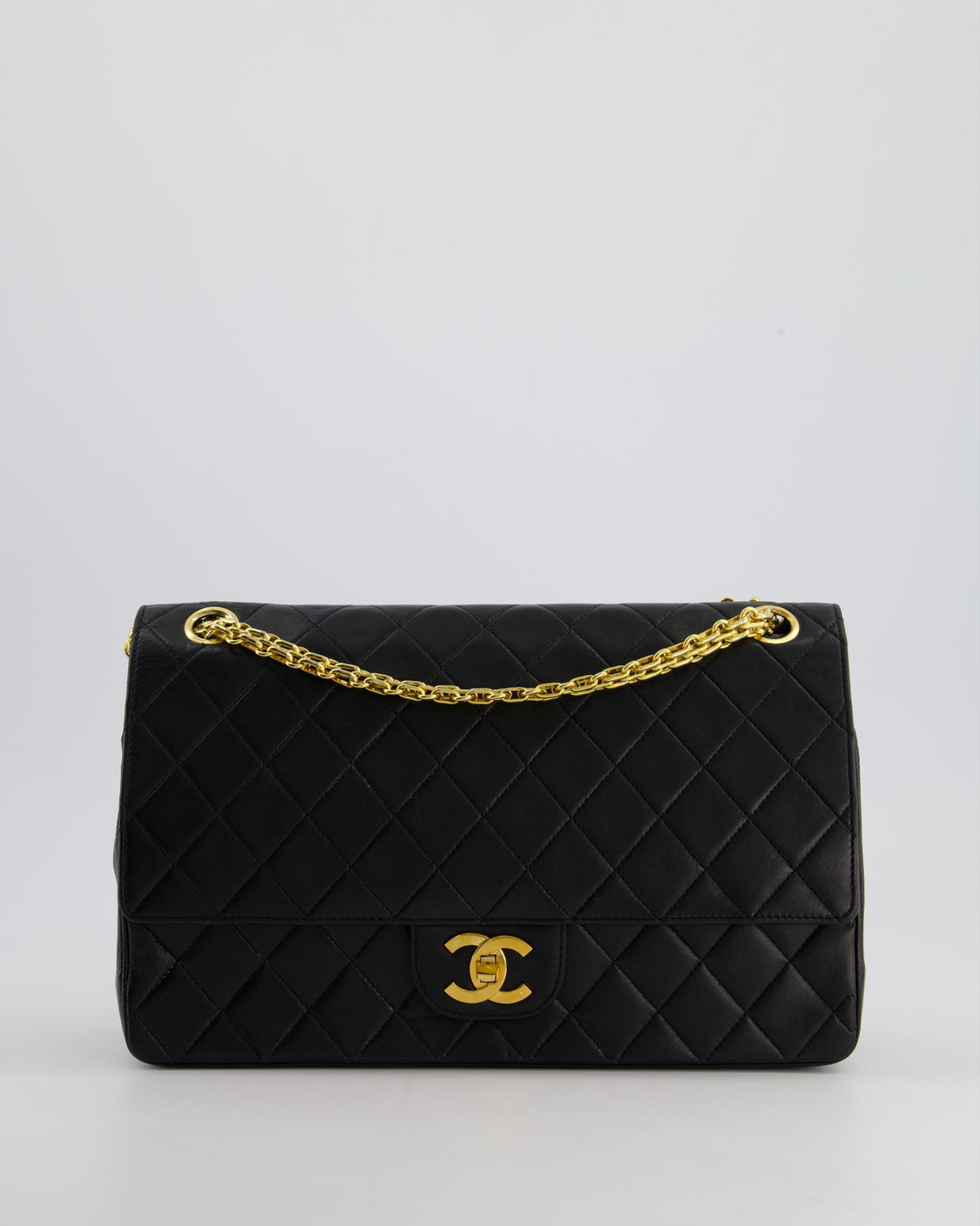 Pearl Street Bags Chanel Black  Medium Lambskin Classic Flap with Stitched Edge and 24K Gold Hardware
