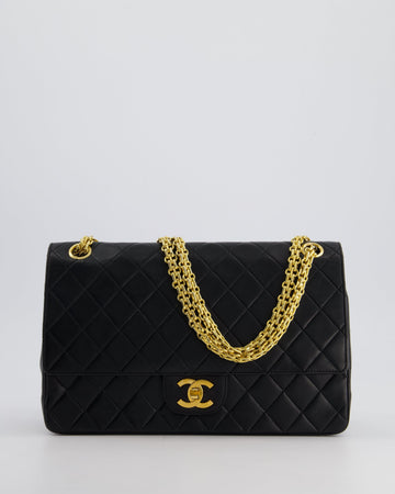 Pearl Street Bags Chanel Black  Medium Lambskin Classic Flap with Stitched Edge and 24K Gold Hardware