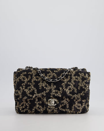 Pearl Street Bags Chanel Black, Gold Sequin CC Logo Medium Flap Bag with Silver Hardware