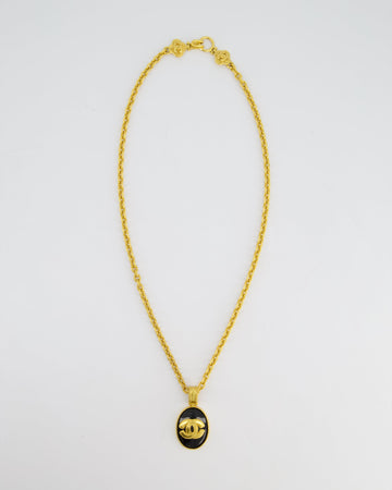Pearl Street Bags Chanel 96A  Gold and Black Pendant Necklace With CC Detail