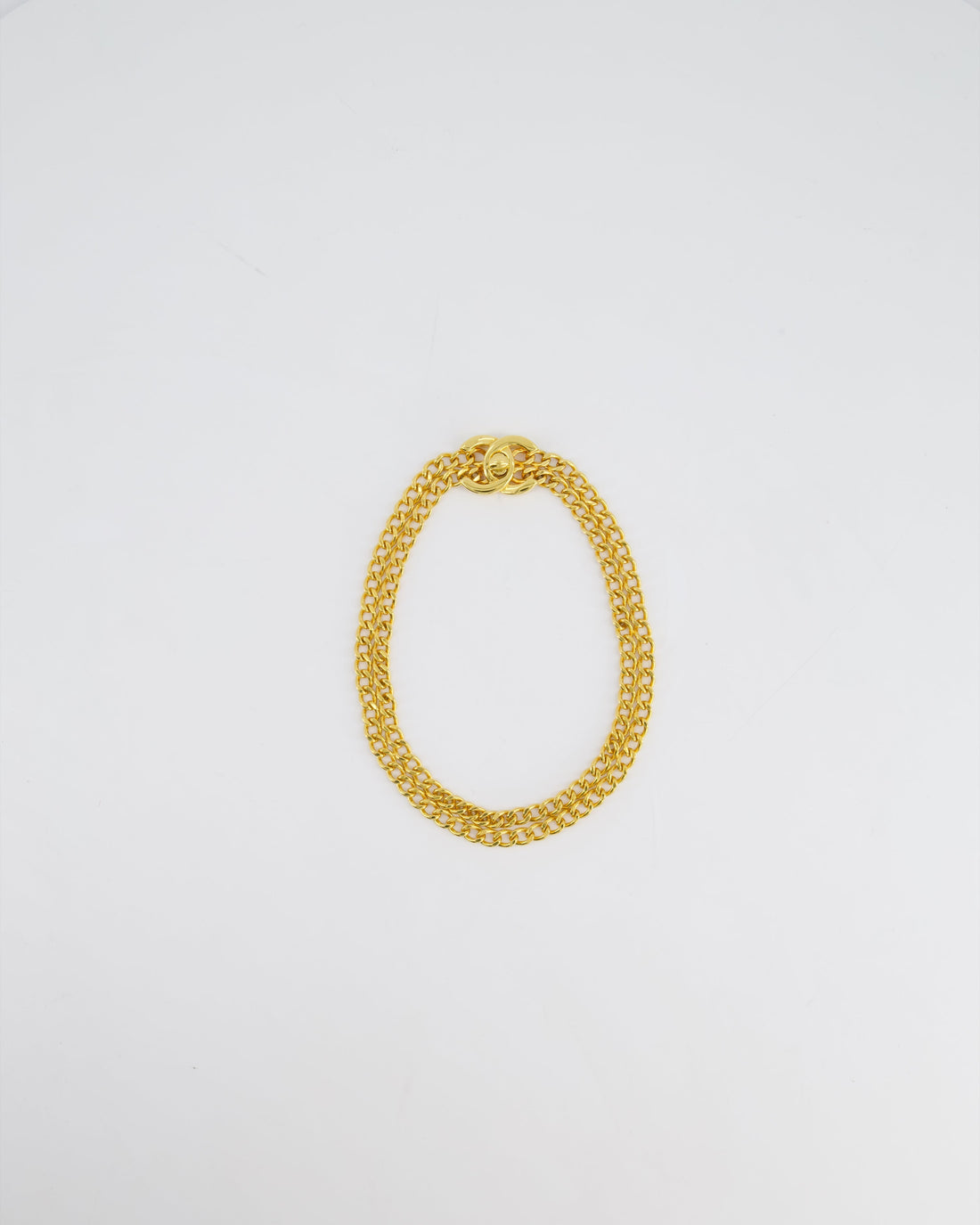 Pearl Street Bags Chanel 97P  Gold Chain Chocker Necklace With CC Turn Lock Detail