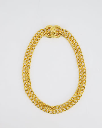 Pearl Street Bags Chanel 97P  Gold Chain Chocker Necklace With CC Turn Lock Detail