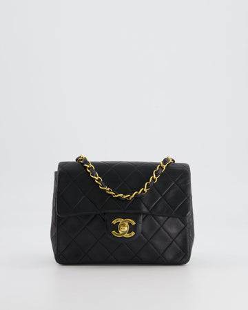 Pearl Street Bags Chanel  Black Mini Square Single Flap Bag in Lambskin Leather with 24K Gold Hardware