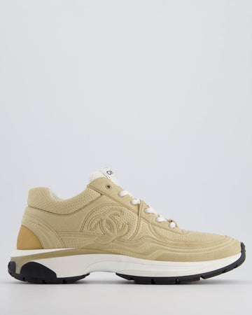 Pearl Street Bags Chanel Beige Suede Sneakers With CC Logo Detail Size EU 41.5