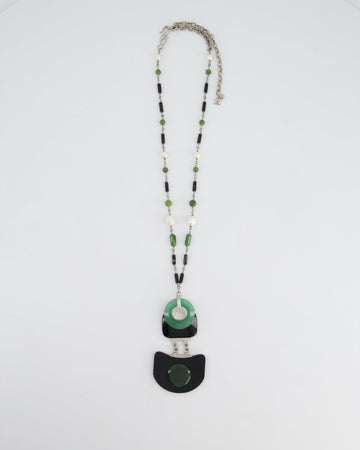 Pearl Street Bags Chanel AW/09 Art Deco Jade, Crystal and Pearl Resin Pendant Necklace