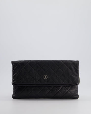 Pearl Street Bags Chanel Black Long Clutch Bag in Caviar Leather with Silver Hardware