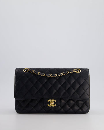 Chanel Black  Medium Classic Double Flap Bag in Caviar Leather with 24K Gold Hardware