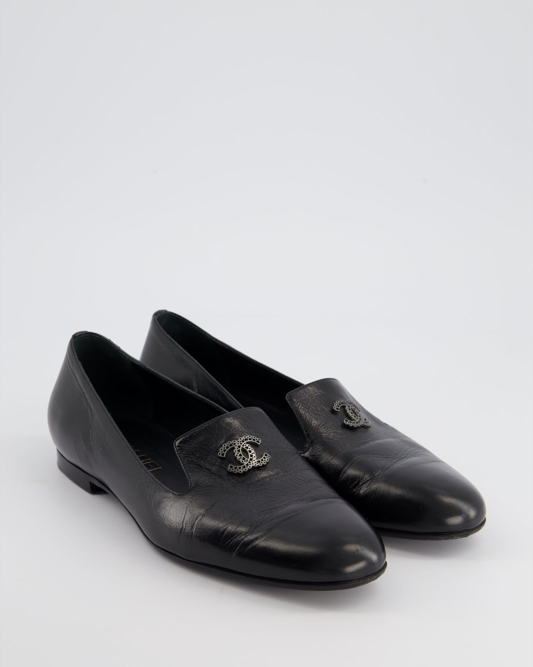 Pearl Street Bags Chanel Black CC Lambskin Loafers Size EU 38