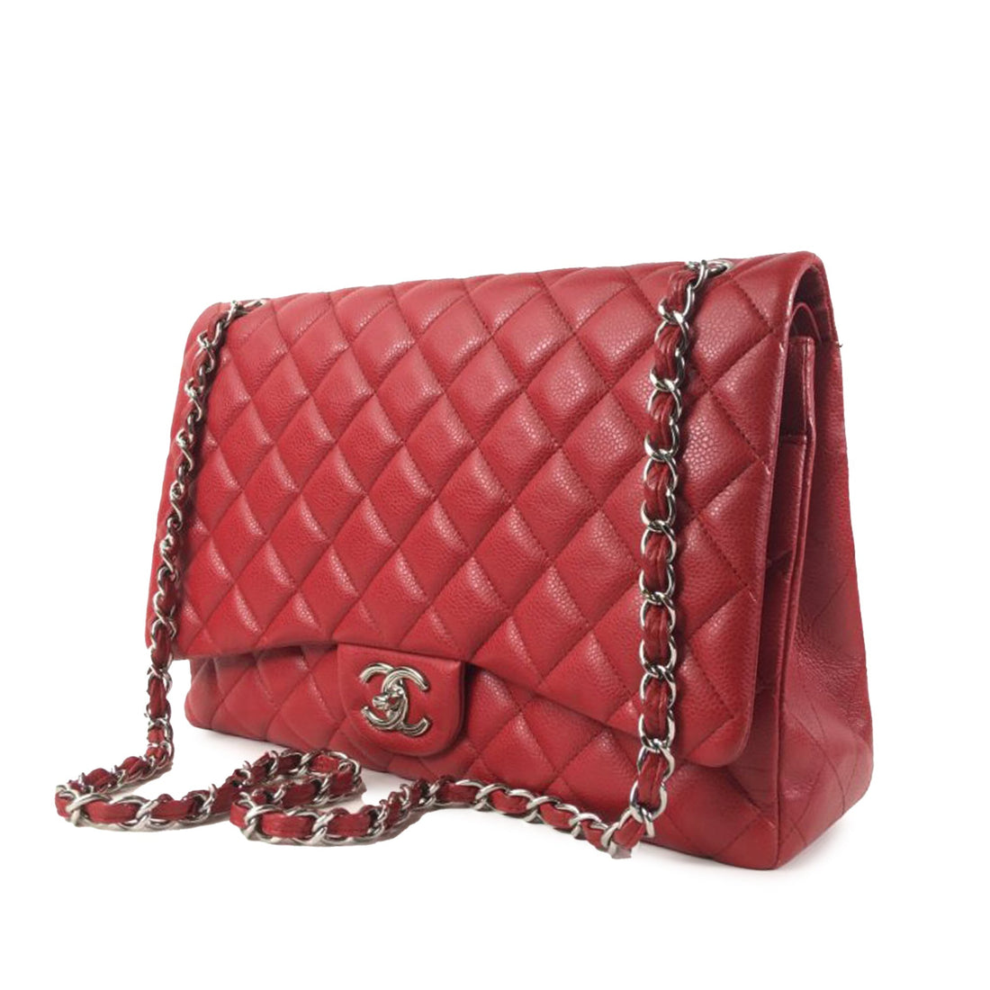 CHANEL Maxi Classic Caviar Double Flap Shoulder Bag