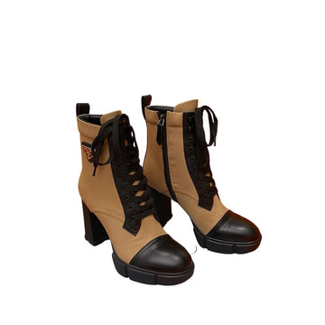 PD LOGO PLAQUE ANKLE BOOTS BROWN