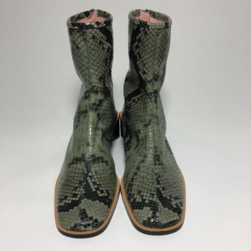 Acne Studios Bertine Green Snake Print Ankle Boot Sz 37 (7)
