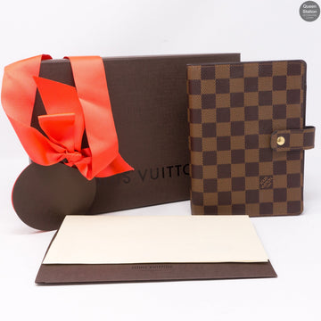 Louis-vuitton Medium Ring Agenda Cover Damier Ebene