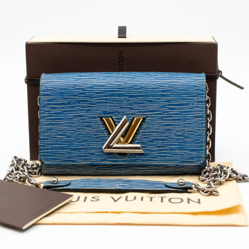Louis-vuitton Twist Chain Wallet Epi Leather Denim