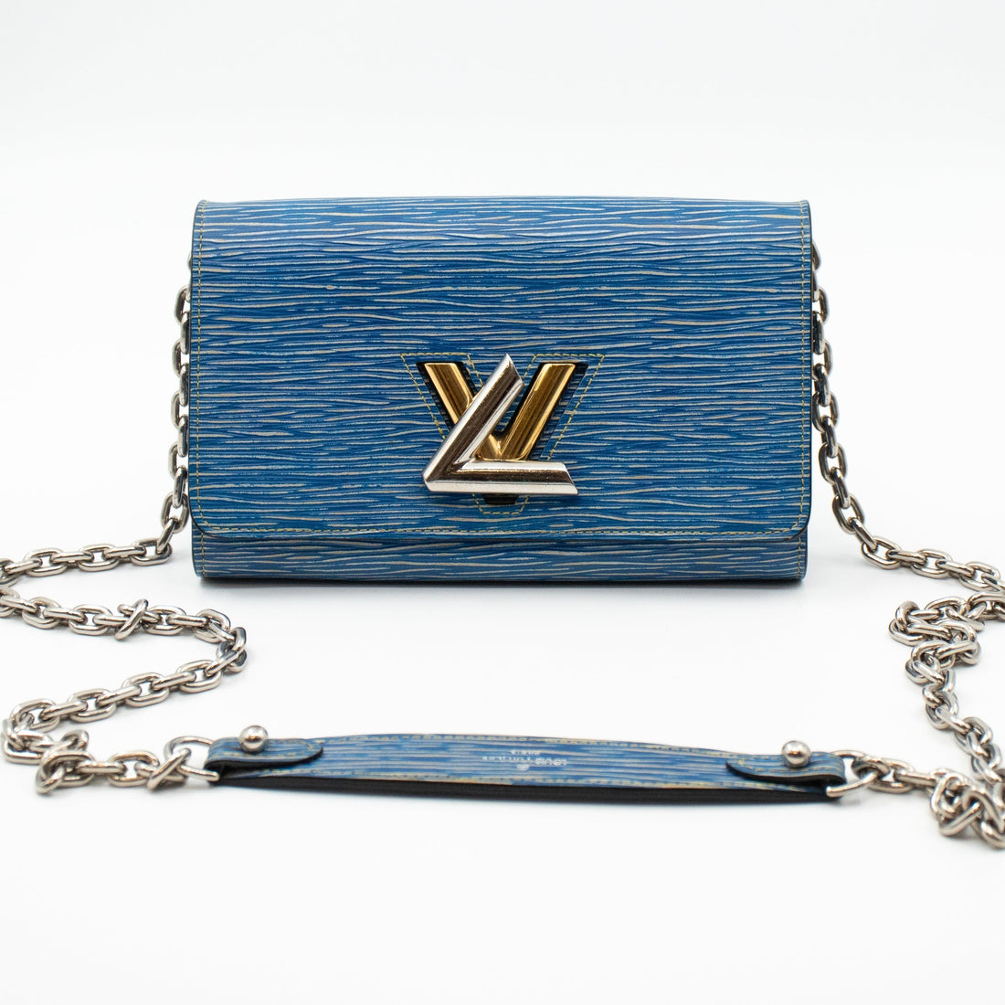 Louis-vuitton Twist Chain Wallet Epi Leather Denim