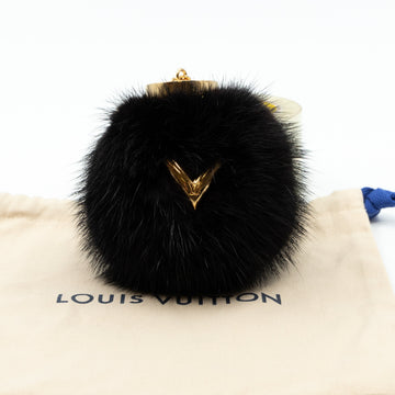 Louis-vuitton Bubble V Fur Bag Charm Black
