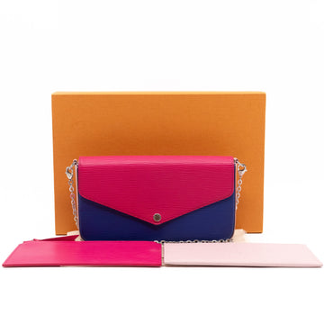 Louis-vuitton Pochette Felicie Pink & Blue Epi Leather