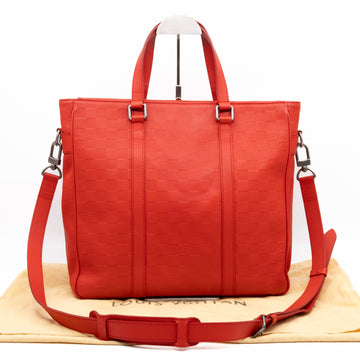 Louis-vuitton Tadao PM Tote Bag Red Damier Infini Leather