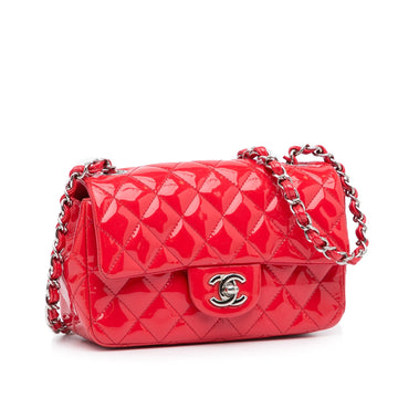 Chanel Classic Single Flap Mini Red  Leather Silver