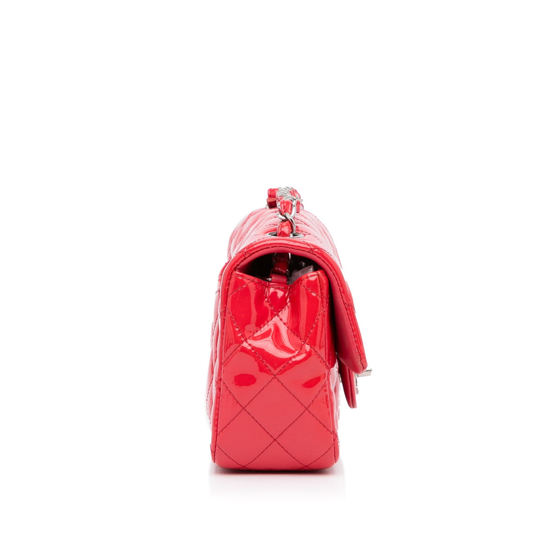 Chanel Classic Single Flap Mini Red  Leather Silver