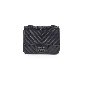 Top Quality Chanel Mini Square Chevron So Black
