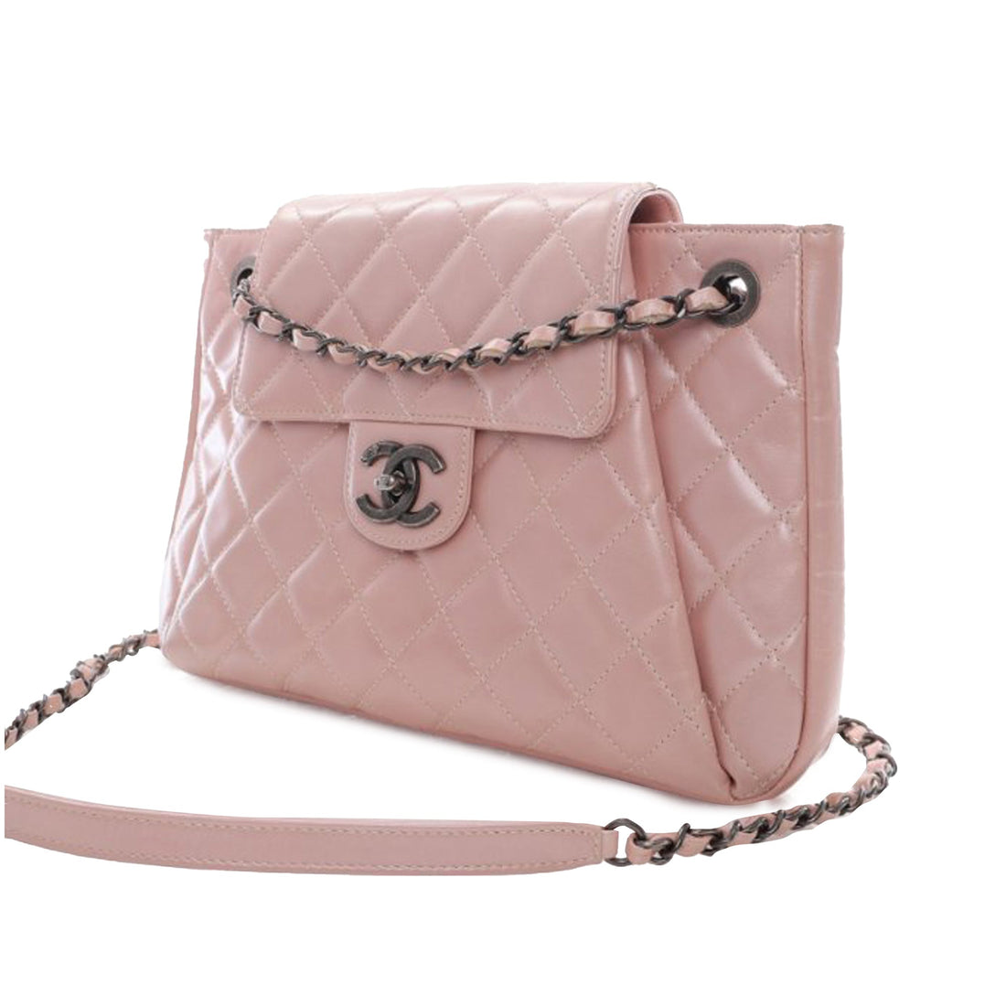 CHANEL CC Glazed CalBNkin Accordion Flap Crossbody Bag