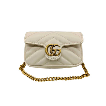Gucci GG Marmont Super Mini Shoulder CalBNkin Matelasse White GHW