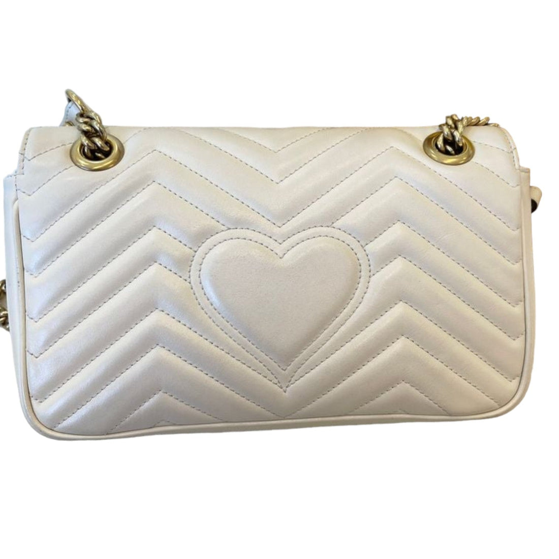 Gucci GG Marmont Small Shoulder CalBNkin Matelasse White GHW