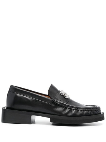 LEATHER PLAQUE LOAFERS