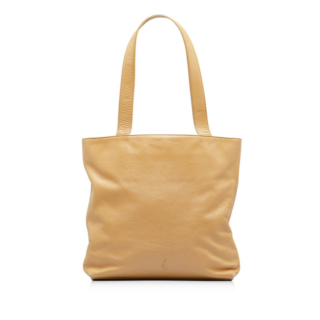 Tan Top Quality Chanel CC Embossed Leather Tote Bag