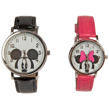 Mickey and Minnie Mo Black & Pink His & Hers Watch Set