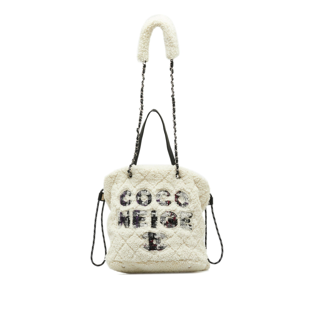 White Top Quality Chanel Shearling Coco Neige Tote Satchel