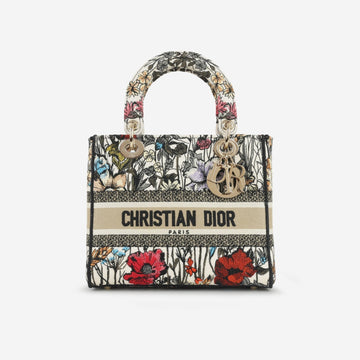 Dior - Lady D-Lite - Medium - White Floral Toile - CGHW -