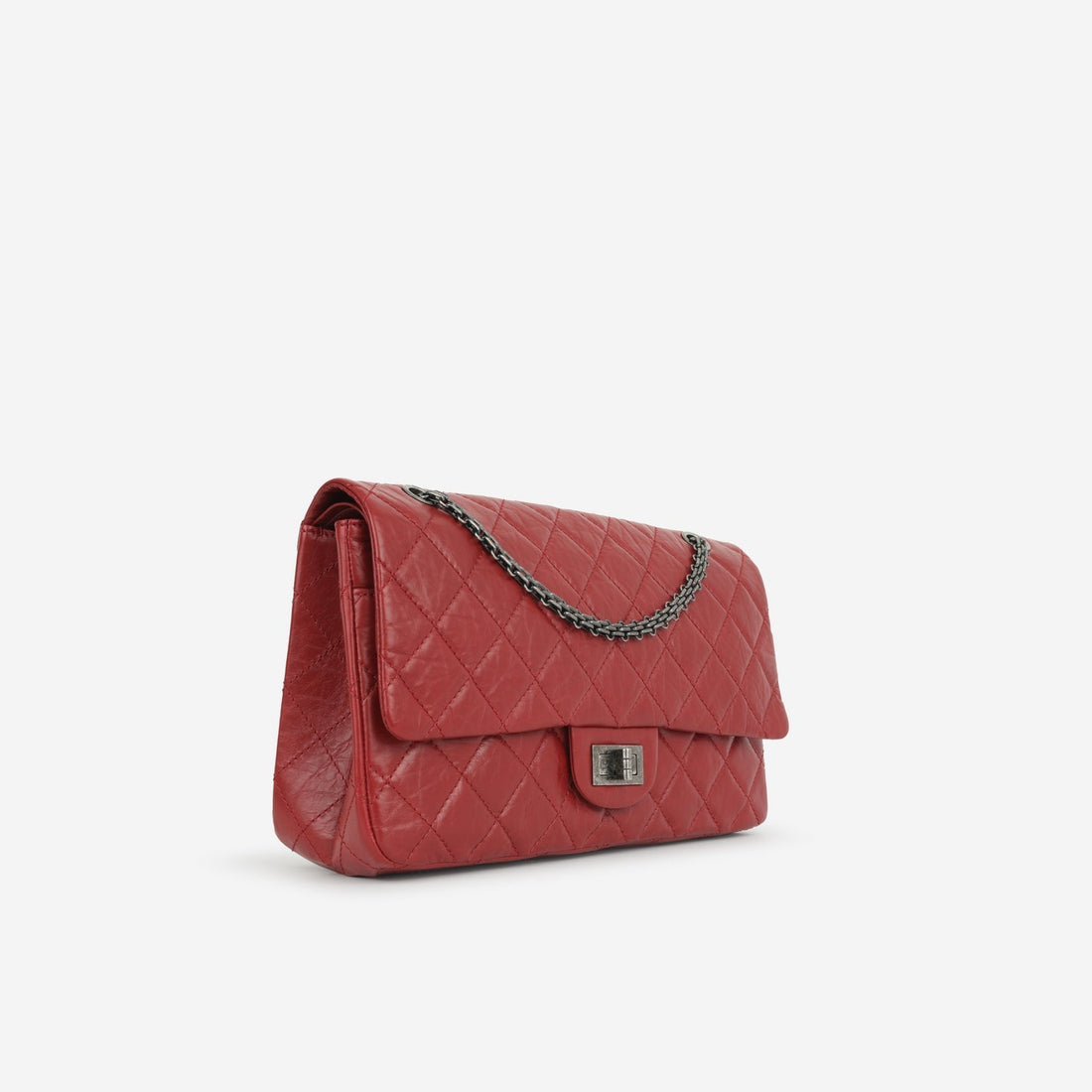 Chanel - Maxi 2.55 Handbag - Red Quilted Aged CalBNkin RHW - 2012 -