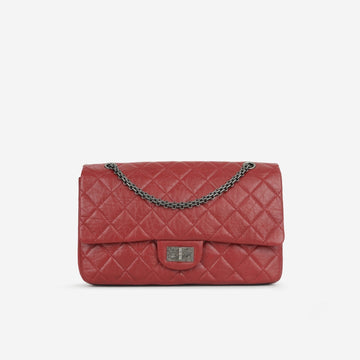 Chanel - Maxi 2.55 Handbag - Red Quilted Aged CalBNkin RHW - 2012 -