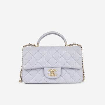 Chanel - Mini Rectangular Plaque Top Handle - Lilac Lambskin CGHW -