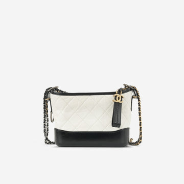 Chanel - Small Gabrielle Bag - White / Black Aged CalBNkin MHW - - 2019