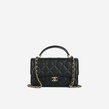 Chanel - Top Handle Phone Holder - Black Lambskin CGHW -