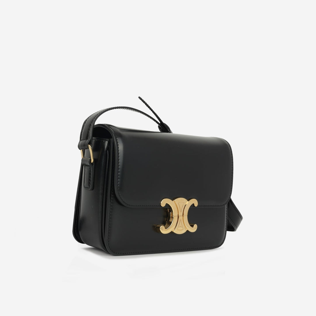 Celine - Teen Triomphe Bag - Black Shiny CalBNkin GHW -  - 2023